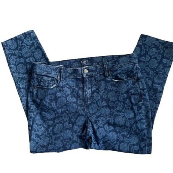 Loft Modern Skinny Floral Denim Jeans Size 14 - Picture 4 of 5